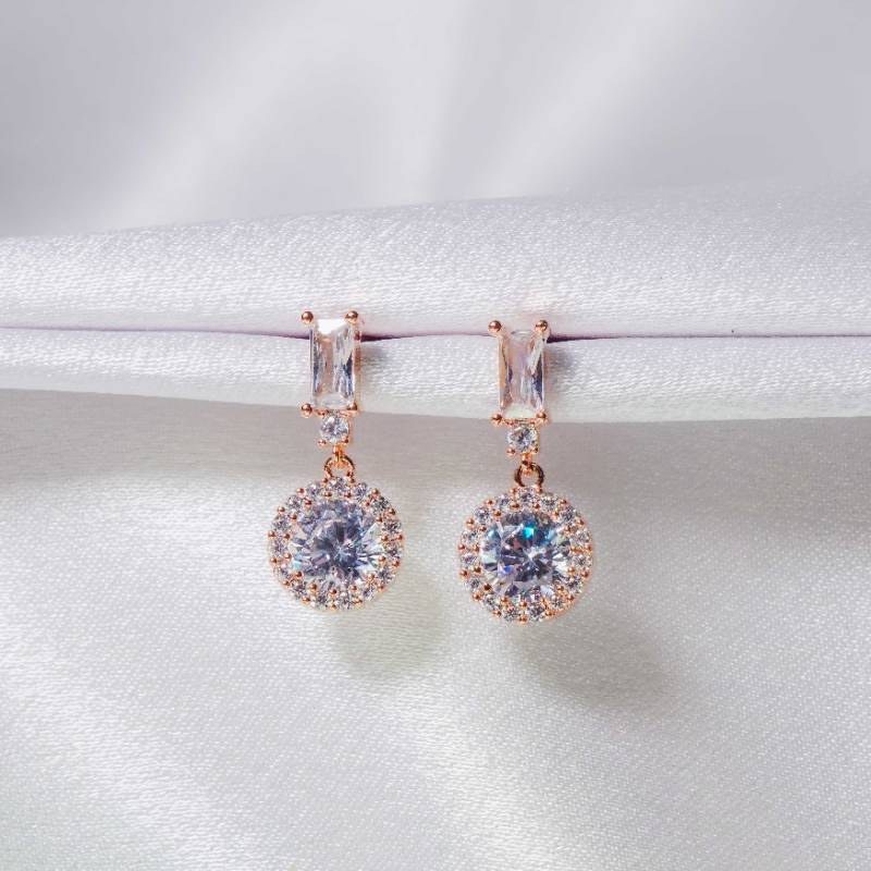 Crystal Halo Drop Rose Gold | DP101
