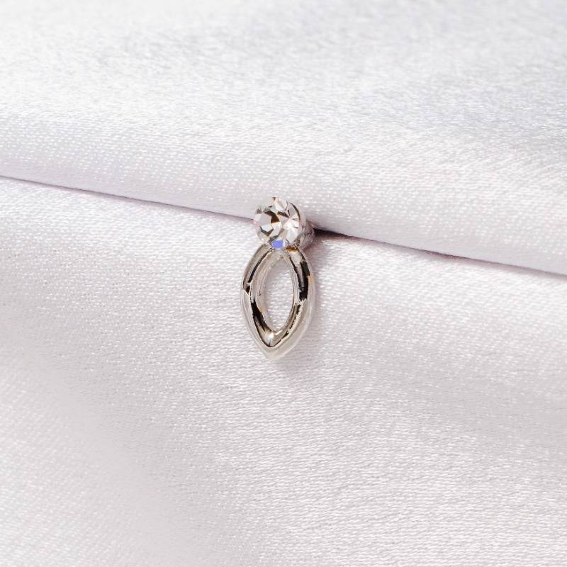 Silver Single Petal with White stone | UF203