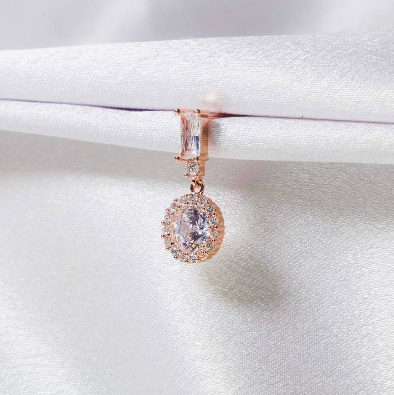 Crystal Halo Drop Rose Gold | DP101