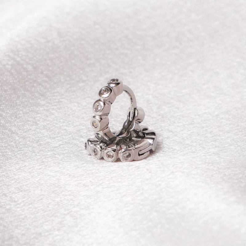 Bubbly Huggie Quartet Stone Silver | HG101