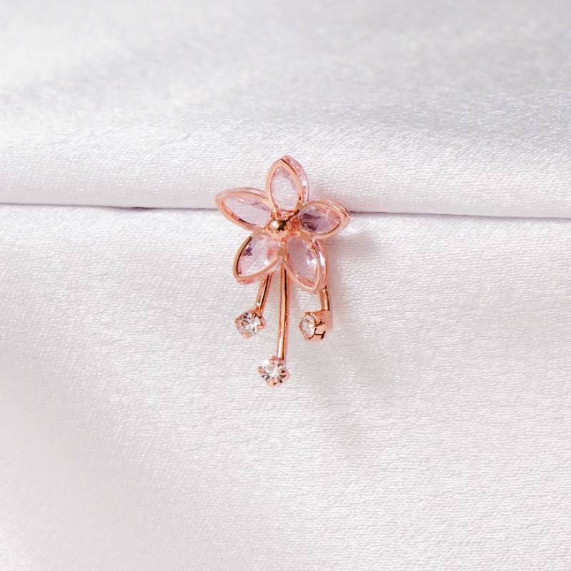 Pinky Crystal Floral Stud Rose gold | ST103