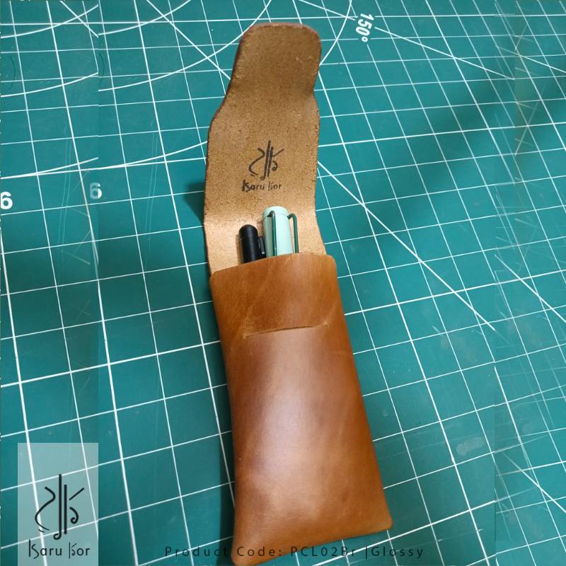Handmade Genuine Leather Pen Case | Mini Pen Organizer Bag (PPL02Br )