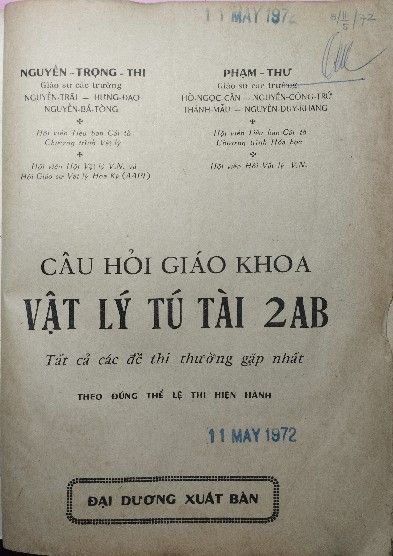 CÂU HỎI GIÁO KHOA VẬT LÝ TÚ TÀI 2 AB