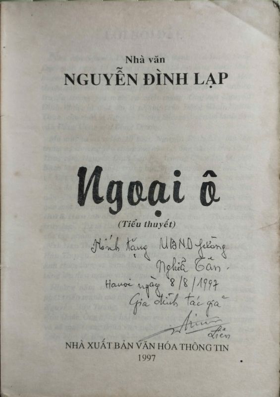 NGOẠI Ô NGUYỄN ĐÌNH LẠP CÓ CHỮ KÝ GIA ĐÌNH TÁC GIẢ