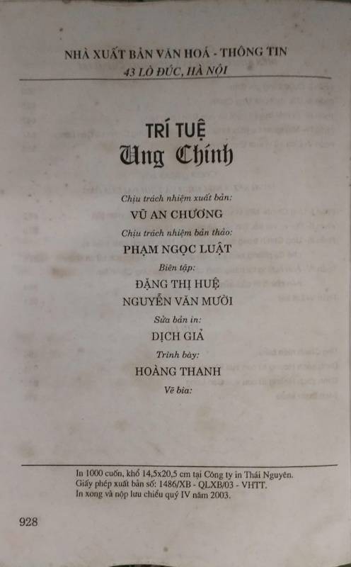 TRÍ TUỆ UNG CHÍNH