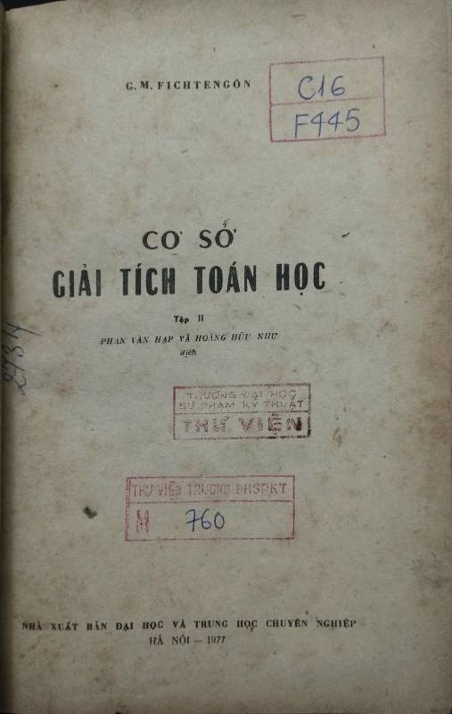 CƠ SỞ GIẢI TÍCH TOÁN HỌC TẬP 2
