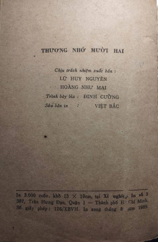 THƯƠNG NHỚ MƯỜI HAI 1989