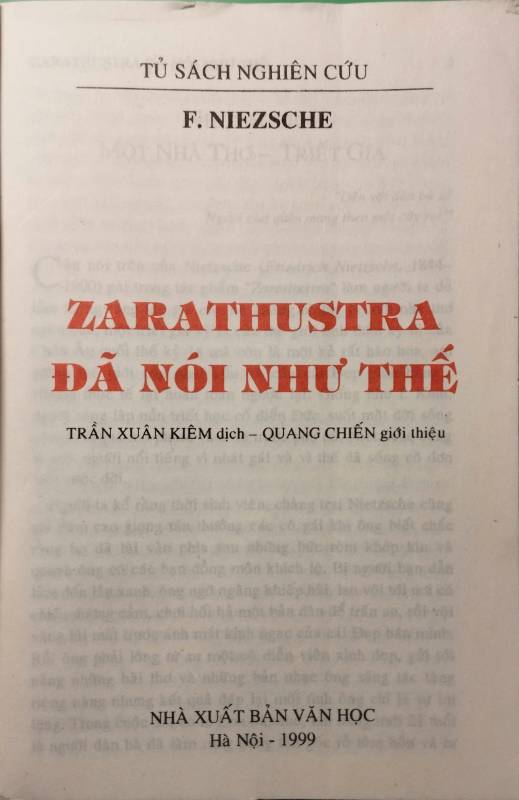 ZARATHUSTRA ĐÃ NÓI NHƯ THẾ
