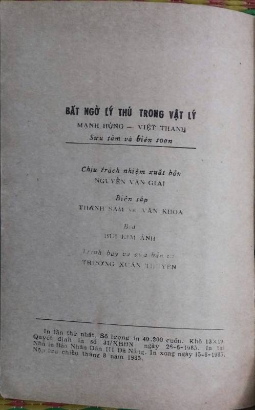 BẤT NGỜ LÝ THÚ TRONG VẬT LÝ