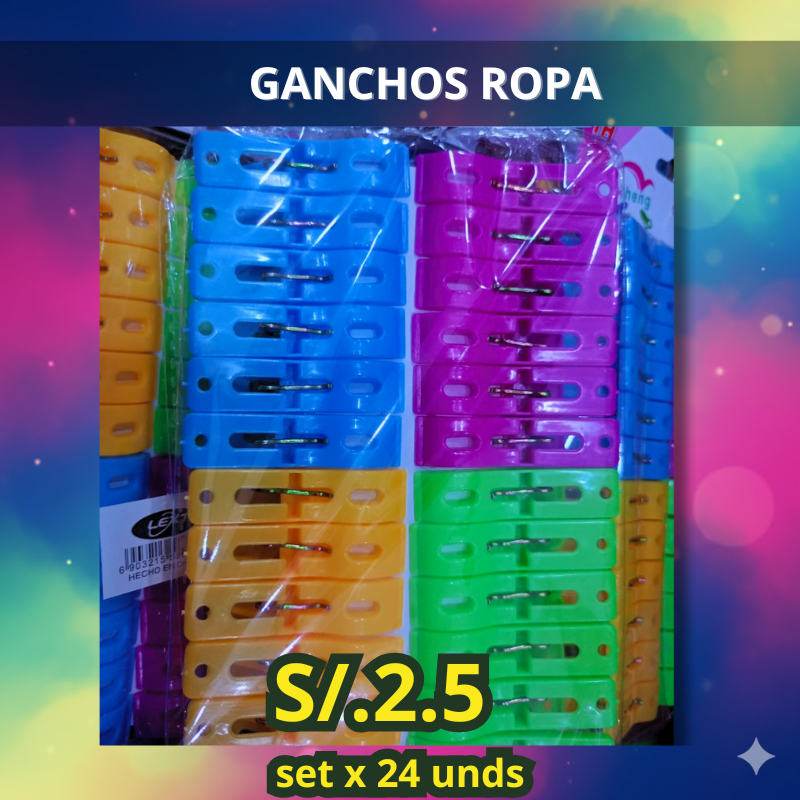 GANCHOS ROPA X 24 UNDS