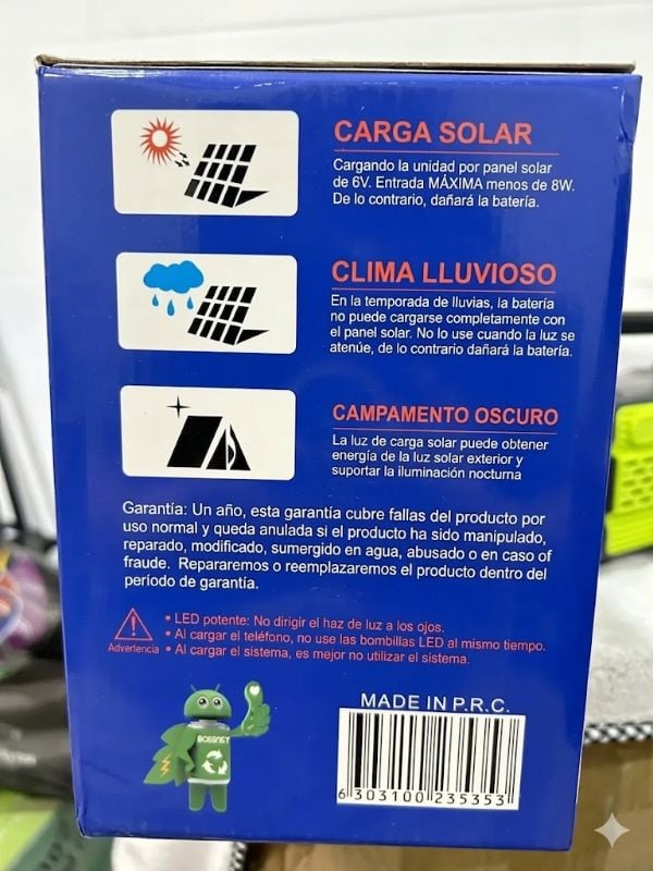Sistema Portátil De Energía Solar Con Luz De Emergencia