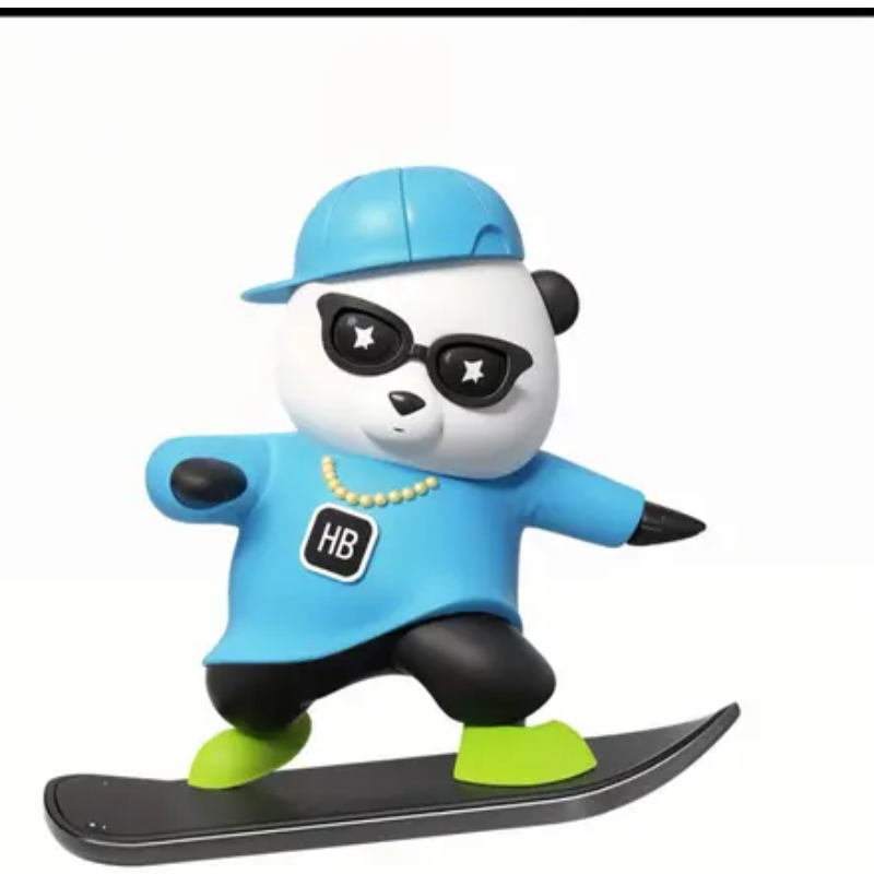 Skating Panda  Blue