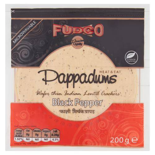 Fudco Papadum Urad Black Pepper Js (200 g)