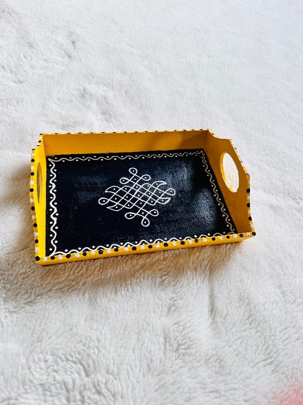 Kolam Art Traditional Pooja Tray Small