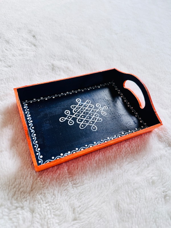 Kolam Art Pooja Trays(Small)