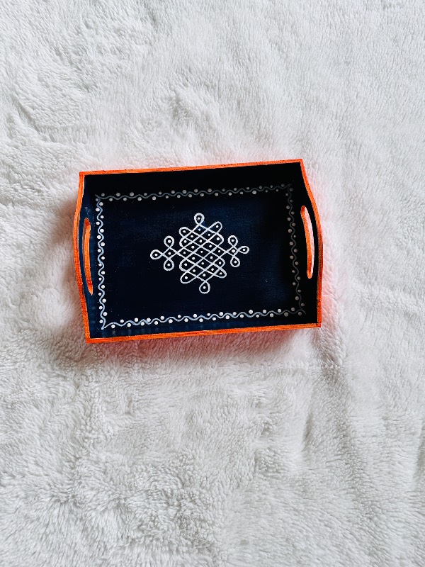 Kolam Art Pooja Trays(Small)