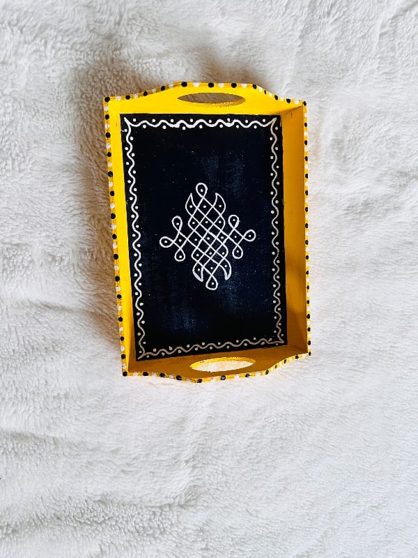 Kolam Art Traditional Pooja Tray Small