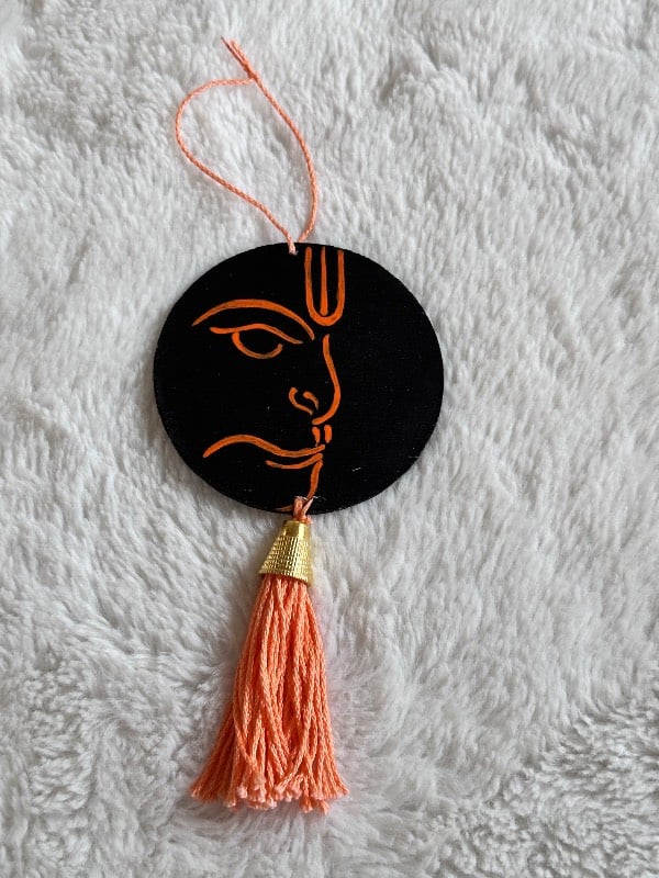 Jai Hanuman Car Dangler Orange