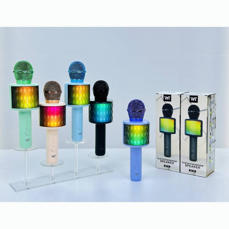 WT-02 MikrofoDahili Hoparlörlü ve LED Renkli Müzikli Kablosuz Mikrofon WT-02