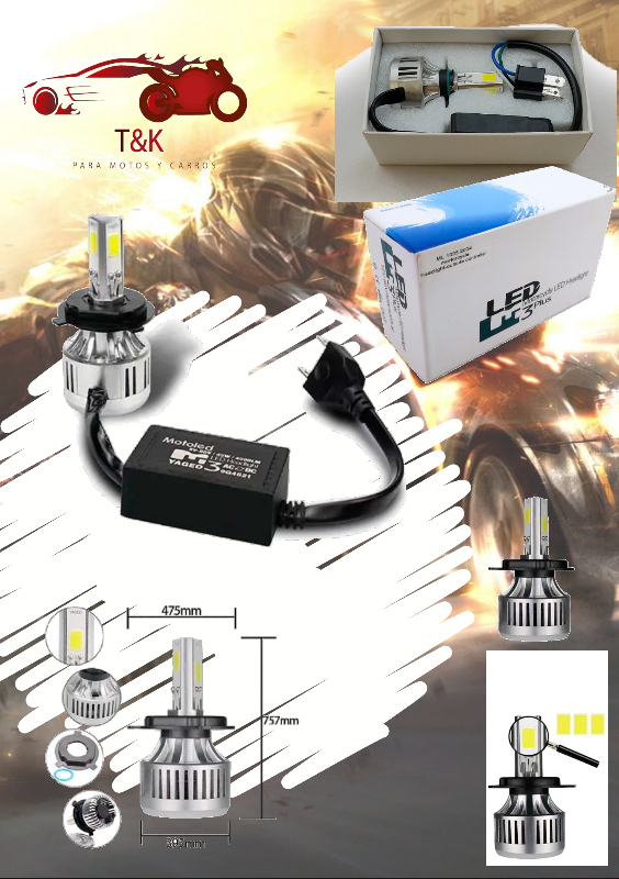 Luz LED AC/DC 3 Caras Farola Principal Moto LED (Unidad)