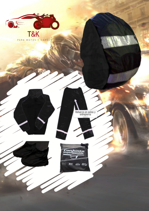 Impermeable siliconado JP Siliconado Negro Combinado Con Color + cubre maleta