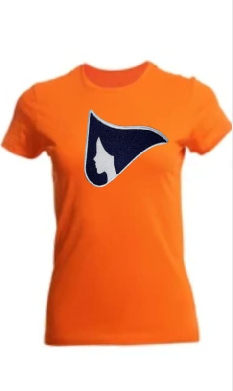 Camisa de mujer Naranja Logo Negro.