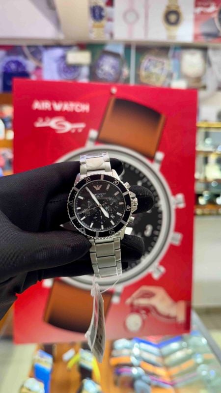 AR11360 EMPORIO ARMANI | Round Black Dial Chronograph Watch (Men)