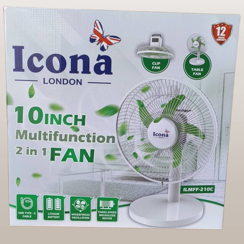 ICONA LONDON RECHARGEABLE PORTABLE MULTIFUNCTION FAN ILMFF-210C