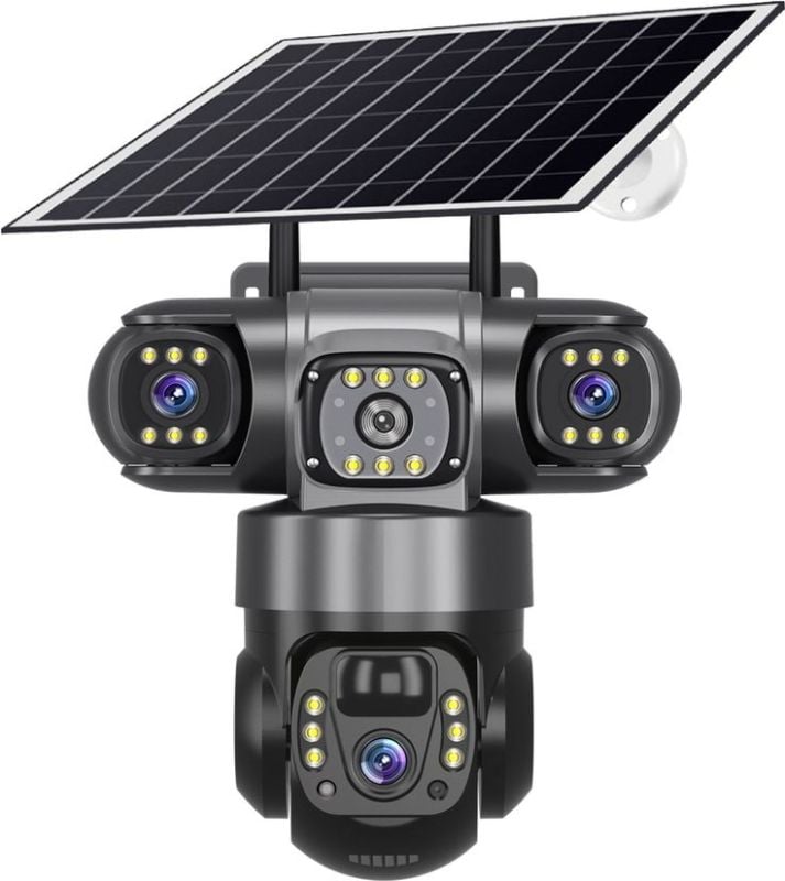 V380 Pro Triple-Lens Solar-Powered Outdoor Security Camera