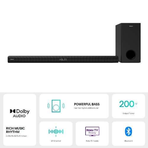 Hisense 2.1CH Sound bar with Wireless Subwoofer 200W HS218