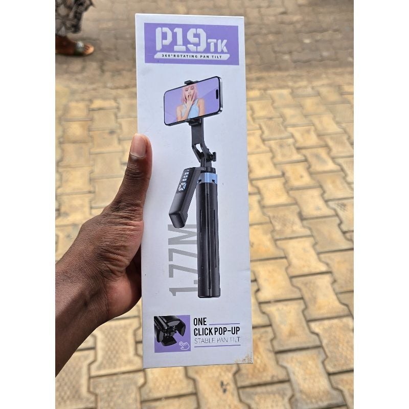 P19TK 360° Rotating Pan-Tilt Selfie Stick Tripod.
