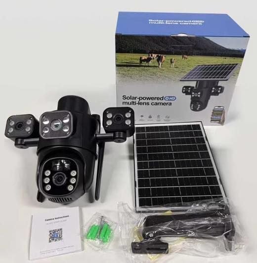 V380 Pro Triple-Lens Solar-Powered Outdoor Security Camera