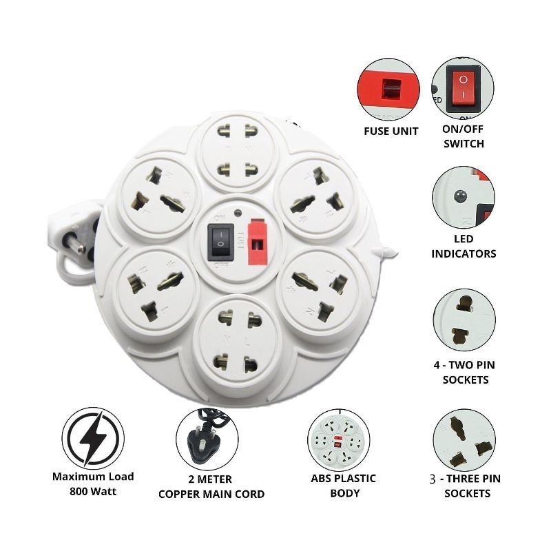 KALTRON – 8 IN 1 UNIVERSAL EXTENSION BOARD (WIRE LENGTH 2 MTRS)