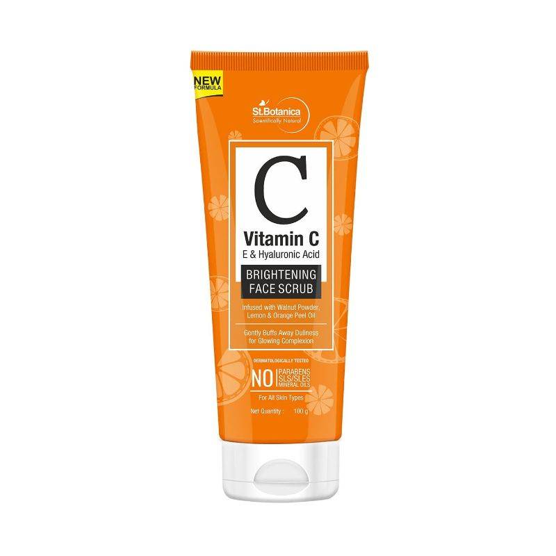 ST. BOTANICA – VITAMIN C, E & HYALURONIC ACID BRIGHTENING FACE SCRUB (100 GMS)