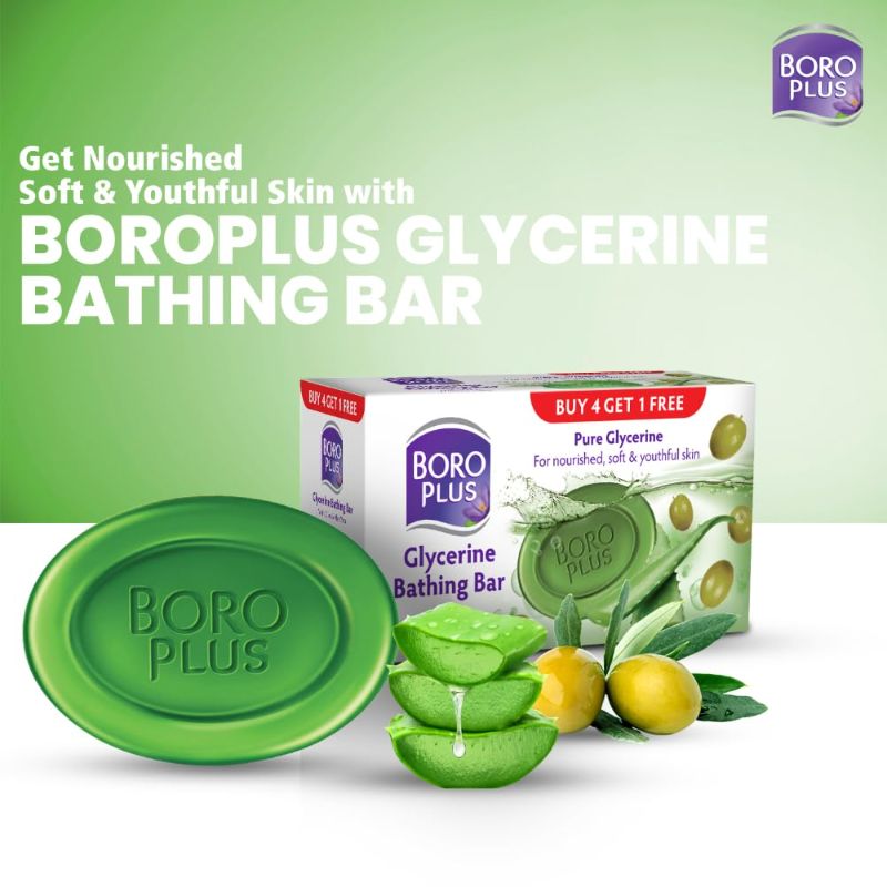 Boroplus – Glycerine Bathing Bar With Olive & Aloe Vera (5U X 125Gms)