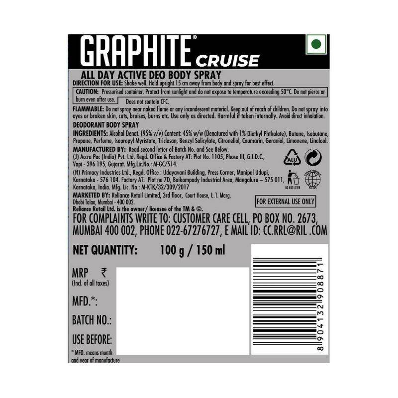 GRAPHITE – CRUISE DEO BODY SPRAY (150 ML)