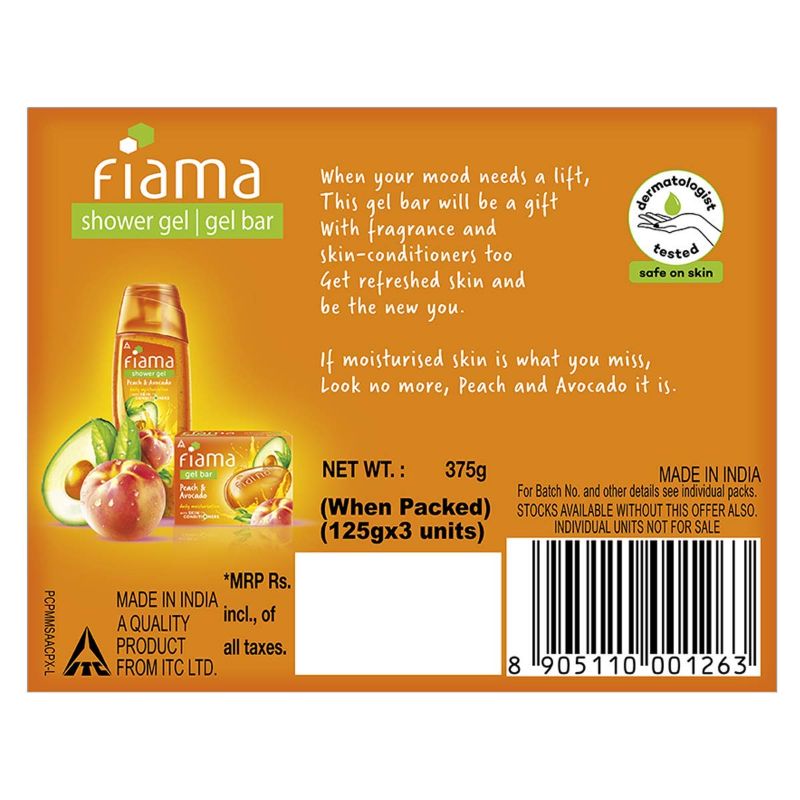 Fiama – Peach & Avocado Gel Bar (3U X 125Gms)