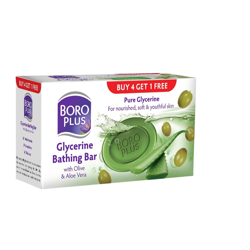 Boroplus – Glycerine Bathing Bar With Olive & Aloe Vera (5U X 125Gms)