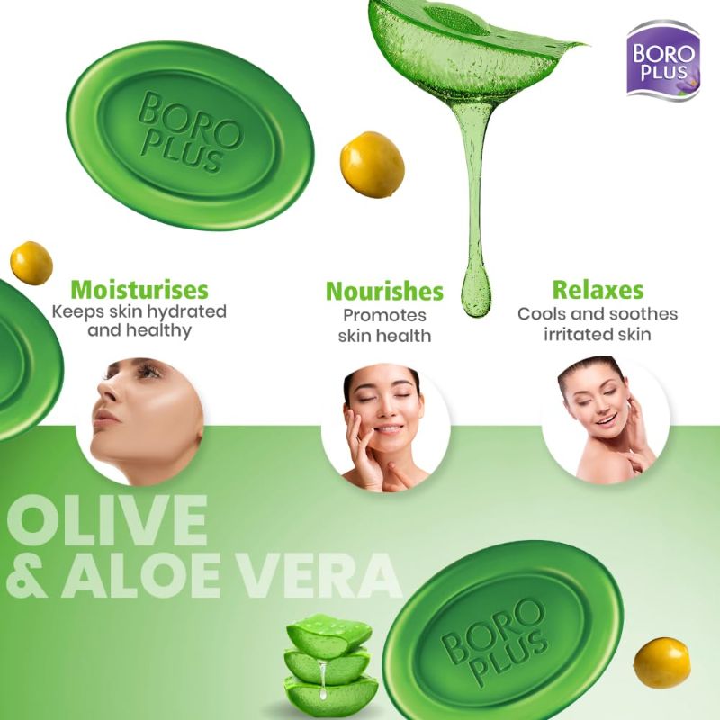 Boroplus – Glycerine Bathing Bar With Olive & Aloe Vera (5U X 125Gms)