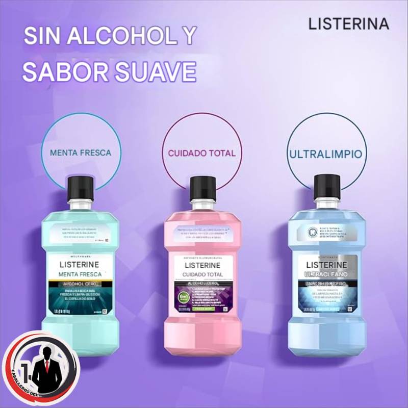 Enjuague bucal anticaries con flúor, mata el 99.9% de los gérmenes que causan el mal aliento y previene las caries, sabor a menta fresca, 1 litro (paquete de 2)