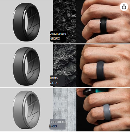 Anillos de silicona con borde escalonado para hombre, 10 mm de ancho y 2,5 mm de grosor, paquete surtido 1-7