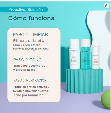 Proactiv Tratamiento para el acné de 3 pasos con parches de espinillas, lavado facial de peróxido de benzoílo, tratamiento reparador de manchas de acné para cara y cuerpo, tónico exfoliante, kit