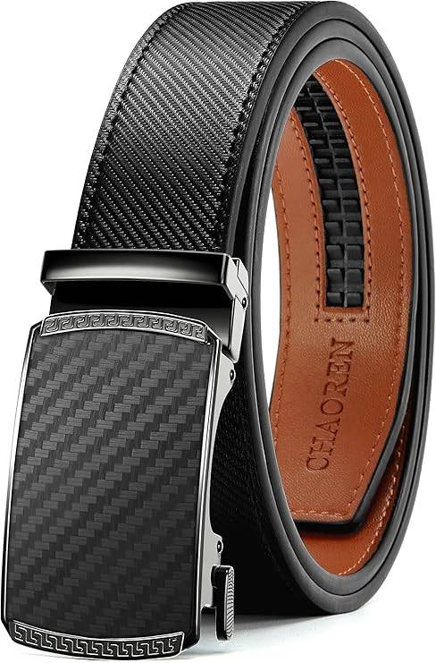 Cinturón de cuero con trinquete para hombre, ajuste personalizable, estilo sin esfuerzo