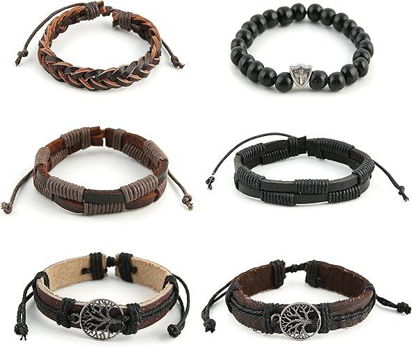 Pulseras de cuero genuino con diseño de árbol de la vida para hombres y mujeres, diseño de ojo de tigre, piedra natural, cuentas de roca de lava