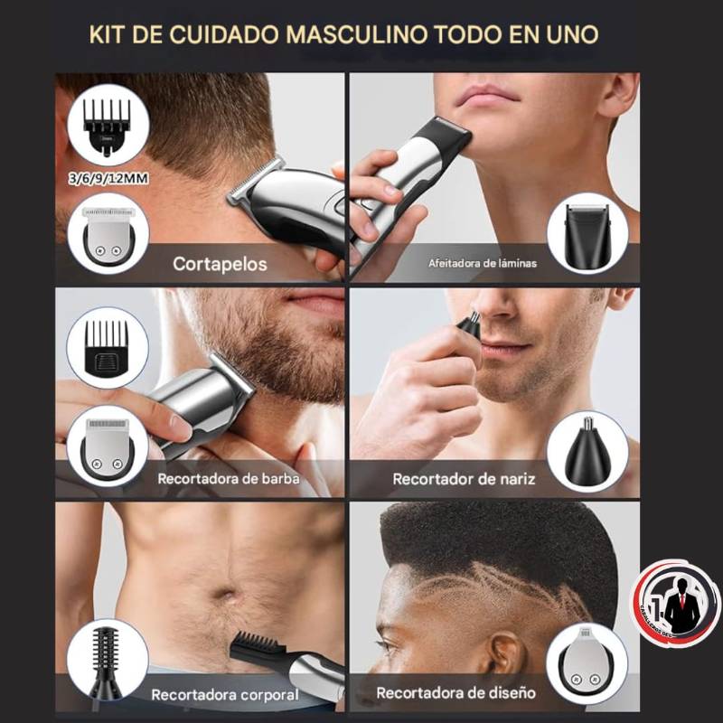 Cortadora de barba inalámbrica para hombres, maquina de afeitar eléctrica impermeable para nariz, cuerpo, cara y bigote, kit de aseo
