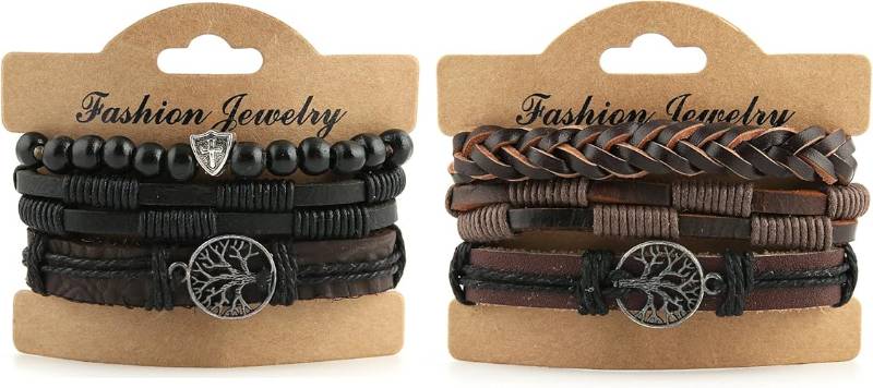Pulseras de cuero genuino con diseño de árbol de la vida para hombres y mujeres, diseño de ojo de tigre, piedra natural, cuentas de roca de lava