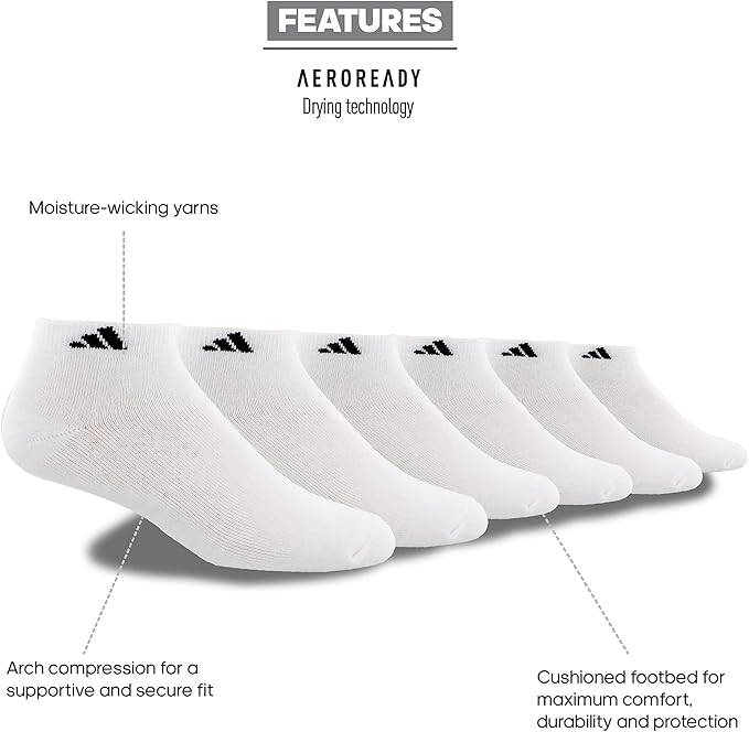Calcetines deportivos acolchados de corte bajo para hombre con compresión de arco para un ajuste seguro (6 pares)