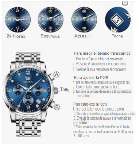 Reloj cronógrafo de acero inoxidable para hombre, esfera grande, dorado, plateado, tono negro, fácil de leer, reloj de cuarzo analógico, de lujo, impermeable, fecha, diamantes con números