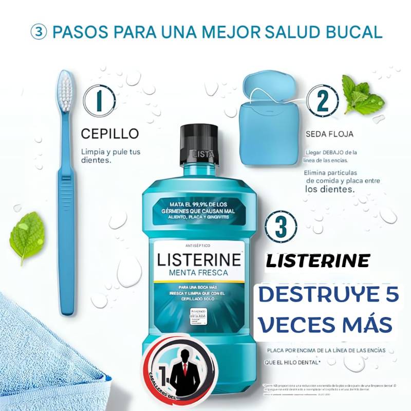Enjuague Bucal Antiséptico, antibacteriano, contra mal aliento, placa y gingivitis, para Enfermedad de las encías, para adultos
