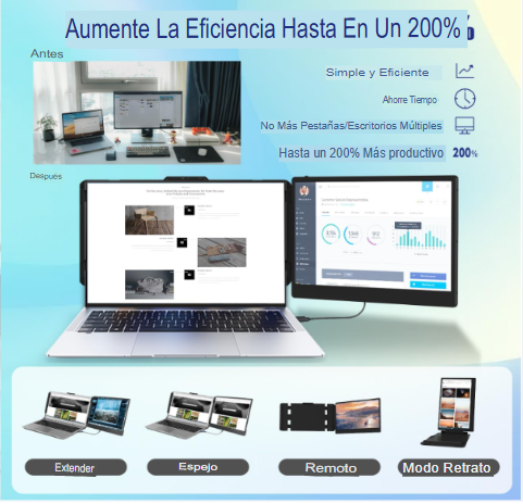 Extensor de pantalla para laptop, 14 pulgadas, FHD 1080P IPS, extensor de monitor de computadora portátil